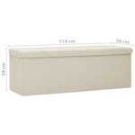 vidaXL Banc de rangement pliable Blanc crème Faux lin