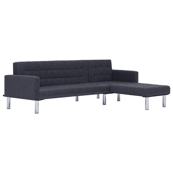 vidaXL Canapé-lit en L Gris foncé Polyester