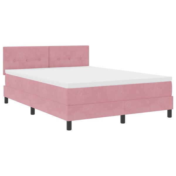 vidaXL Lit à ressorts rose avec matelas 140x190 cm en velours