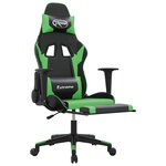vidaXL Chaise de jeu de massage et repose-pied Noir et vert Similicuir
