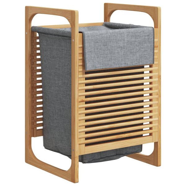 vidaXL Panier à linge avec sac gris 32x30x36 5 cm bambou