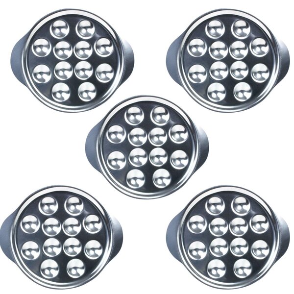5 assiettes à escargots en inox - 12 empreintes