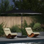 vidaXL Parasol de jardin Noir 385 x 209 x 244 cm tissu