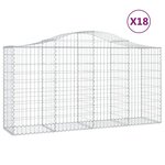 vidaXL Paniers à gabions arqués 18 Pièces 200x50x100/120 cm fer galvanisé