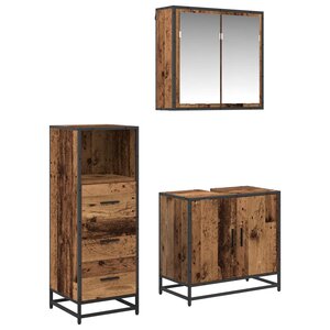 vidaXL Ensemble de mobilier de salle de bain 3 Pièces Bois Ancien