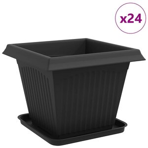 vidaXL Pots de plantes 24 Pièces Noir 38 x 38 x 30 cm Plastique