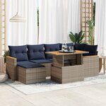 vidaXL Salon de jardin avec coussins 7 Pièces gris résine tressée