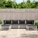 vidaXL Salon de jardin avec coussins 6 Pièces blanc acier