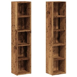 vidaXL Armoires à CD 2 Pièces vieux bois 21x16x93 5 cm bois d'ingénierie