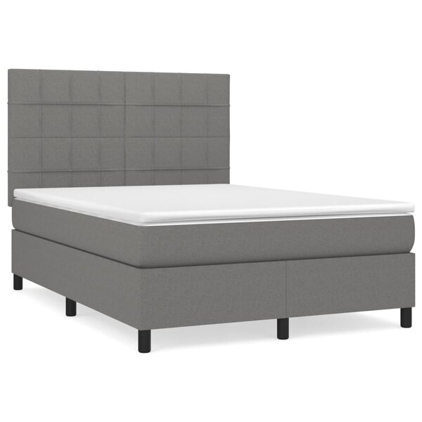 vidaXL Sommier à lattes de lit avec matelas Gris foncé 140x200cm Tissu