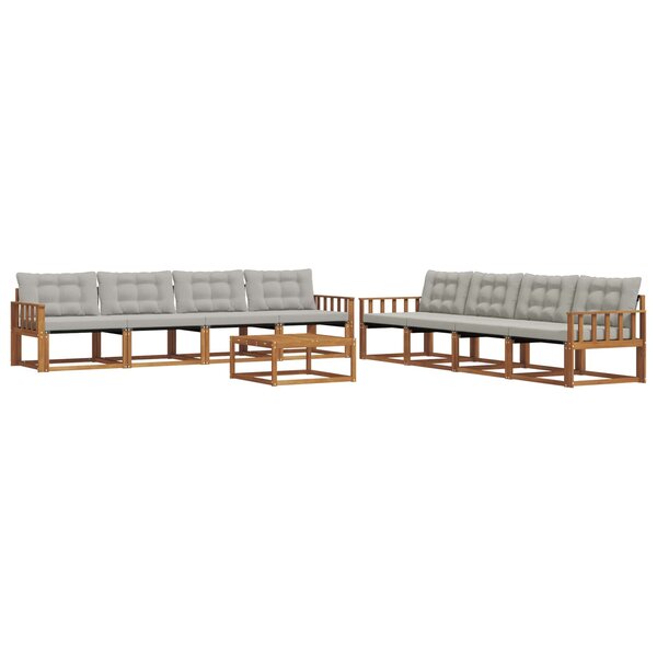 vidaXL Ensemble de canapés d'extérieur 9 Pièces Gris Naturel et Clair