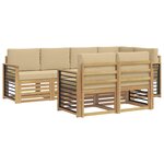 vidaXL Ensemble de canapés d'extérieur 7 pc Blanc et Beige Polyester