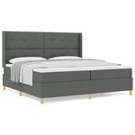 Lit à ressorts vidaXL avec matelas - Gris foncé  200x200 cm  Tissu