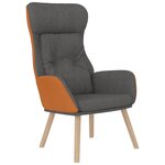 vidaXL Chaise de relaxation repose-pied Gris foncé Similicuir et tissu