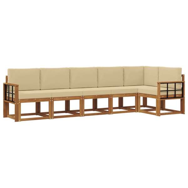 vidaXL Ensemble de canapés d'extérieur 6 pc Naturel et Beige