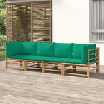 vidaXL Salon de jardin 4 Pièces avec coussins vert bambou