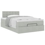 vidaXL Lit ottoman avec matelas gris clair 120x190 cm velours
