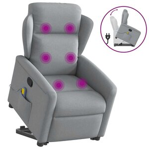 vidaXL Fauteuil de massage inclinable Gris clair Tissu