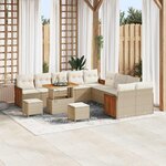 vidaXL Ensemble de canapé de jardin avec coussin 13 Pièces Beige et crème