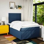 vidaXL Sommier à lattes de lit avec matelas bleu 120x190 cm tissu