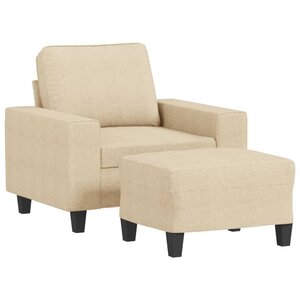 vidaXL Fauteuil avec repose-pied Crème 60 cm Tissu