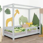 Lit cabane enfant BUNKY 90 x 160 gris clair