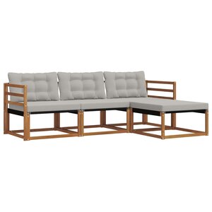 vidaXL Ensemble de canapés d'extérieur 4 pc Naturel et gris clair