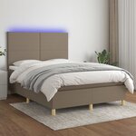 vidaXL Sommier à lattes de lit et matelas et LED Taupe 140x190cm Tissu