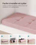 Banc de rangement pliable pouf coffre bout de lit banquette 110 x 38 x 38 cm tissu façon lin charge 300 kg pour entrée chambre salon rose 12_0004156
