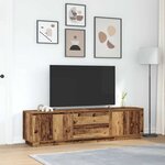 vidaXL Meuble TV avec éclairage LED vieux bois 193 5x41x50 cm