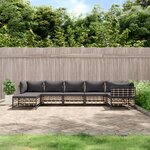 vidaXL Salon de jardin 7 Pièces avec coussins anthracite résine tressée