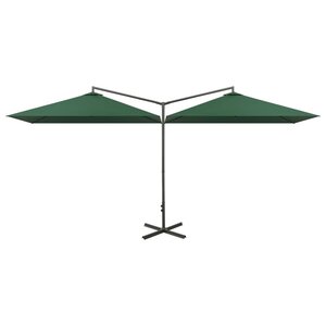 vidaXL Parasol de jardin double avec mât en acier Vert 600x300 cm