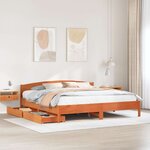 vidaXL Cadre de lit sans matelas cire marron 200x200cm bois pin massif