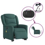 vidaXL Fauteuil inclinable de massage électrique Vert foncé Tissu