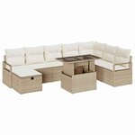 vidaXL Ensemble de canapé de jardin 9 Pièces Beige Poly rotin