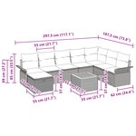 vidaXL Ensemble de Sofa de Jardin 9 Pièces avec Coussins Gris en Rattan Poly