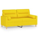 vidaXL Canapé 2 places avec oreillers jaune clair 140 cm tissu