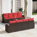 vidaXL Ensemble de canapé de jardin 9 Pièces Beige Rouge 55 x 55 x 37 cm