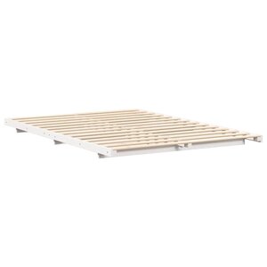 vidaXL Cadre de lit surélevé Blanc 140 x 220 cm Bois massif en pin