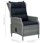 vidaXL Chaise inclinable de jardin coussins Résine tressée Gris clair