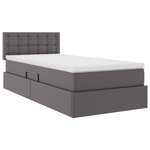 vidaXL Lit avec rangement et LED Gris 100 x 200 cm Cuir synthétique