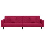 vidaXL Canapé-lit à 2 places et deux oreillers Rouge bordeaux Velours