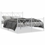 vidaXL Cadre de lit métal avec tête de lit/pied de lit blanc 140x200cm