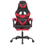 vidaXL Chaise de jeu pivotante et repose-pied Noir et rouge Similicuir