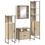 vidaXL Ensemble de mobilier de salle de bain 4 Pièces Chêne sonoma