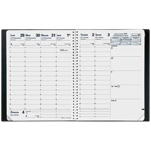 Agenda Semainier Président Spirale + répertoire 21 x 27 cm Quovadis