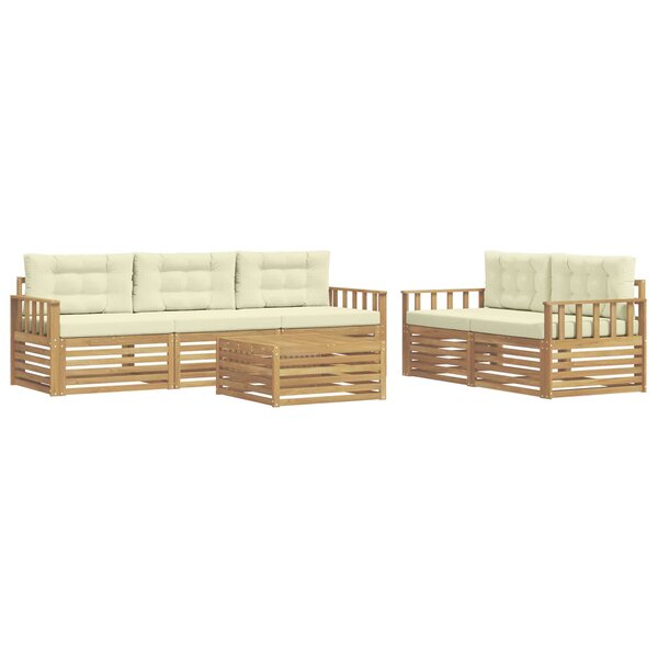 vidaXL Ensemble de canapés d'extérieur 6 pc Blanc et crème