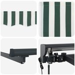 vidaXL Auvent Rétractable Vert et blanc 350x250 cm tissu