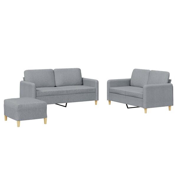 vidaXL Ensemble de canapés 3 Pièces avec coussins Gris clair Tissu