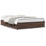 vidaXL Cadre de lit chêne marron 120x190 cm bois d'ingénierie et métal
